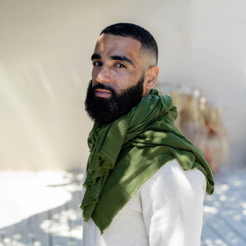 100% Cashmere Scarf & Wrap | Fern Olive Green | 80" x 26"
