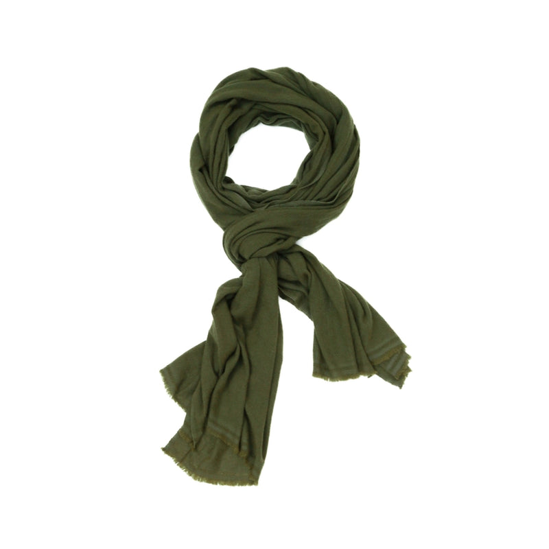 100% Cashmere Scarf & Wrap | Fern Olive Green | 80" x 26"