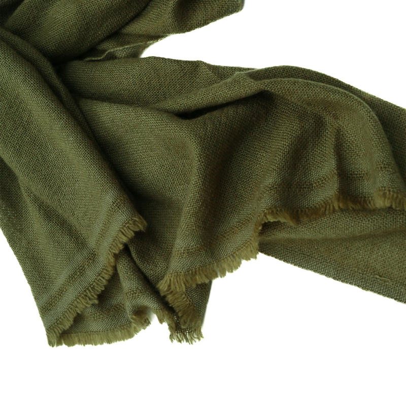 100% Cashmere Scarf & Wrap | Fern Olive Green | 80" x 26"