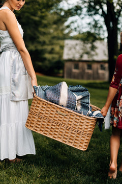 Handwoven Seagrass Laundry Basket | Leather Handles | 23" x 16" x 11"