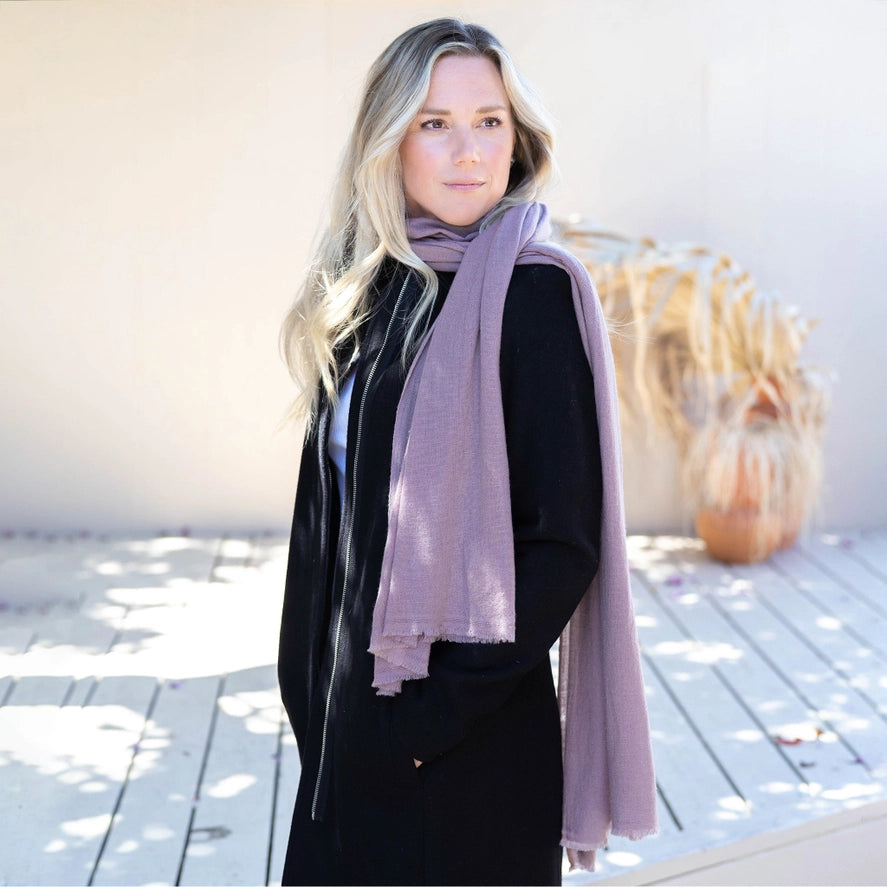 Antique Rose Pink 100% Cashmere Wrap - Hand Dyed Soft Scarf