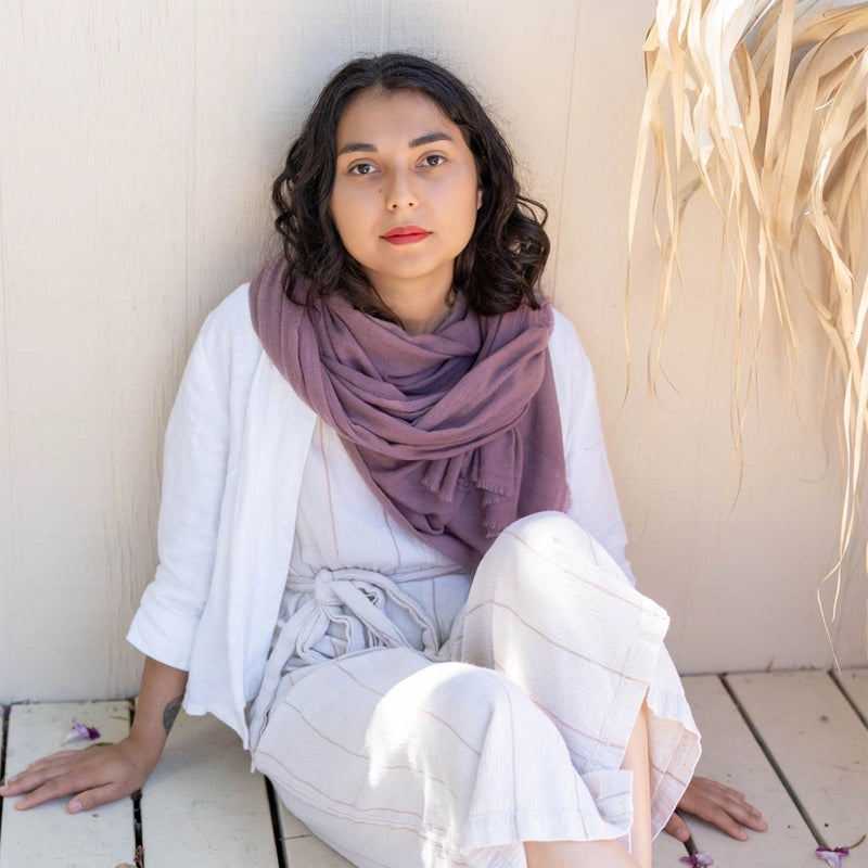 Cashmere Wrap | Hand-Dyed Antique Rose | 80" x 30"