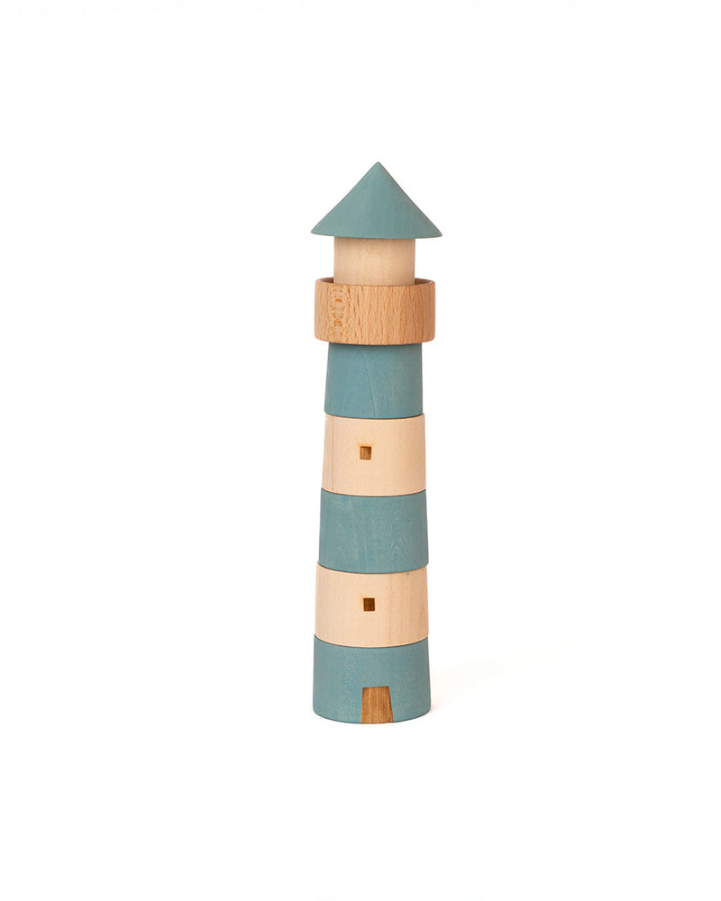 Wooden Lighthouse | 4.5 x 4.5 x 20 cm | Natural Beech & Linden
