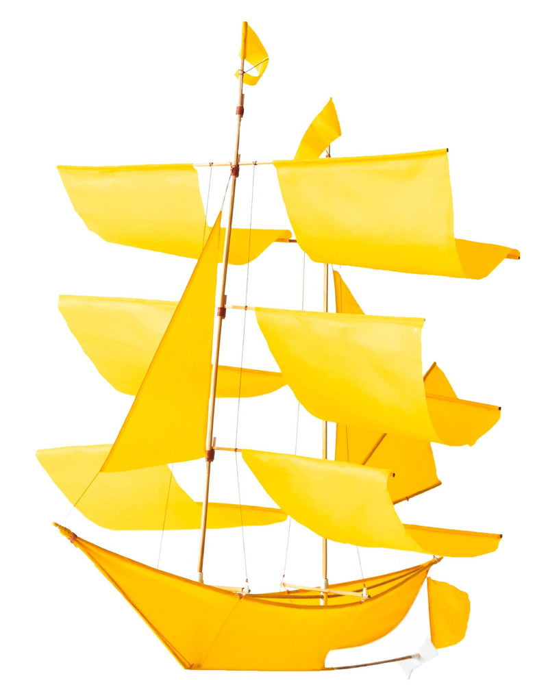 Handmade Sailing Ship Kite | Ripstop Nylon & Bamboo | 27" x 27" x 22"