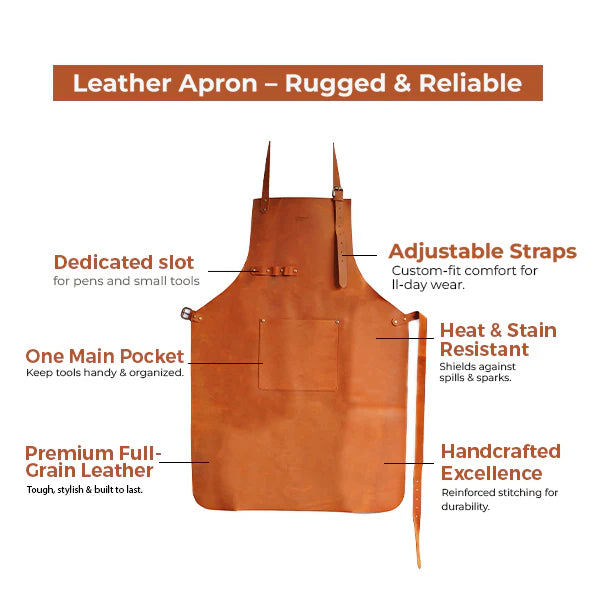 Scandinavian Leather Apron | Full-Grain Crazy Horse Leather