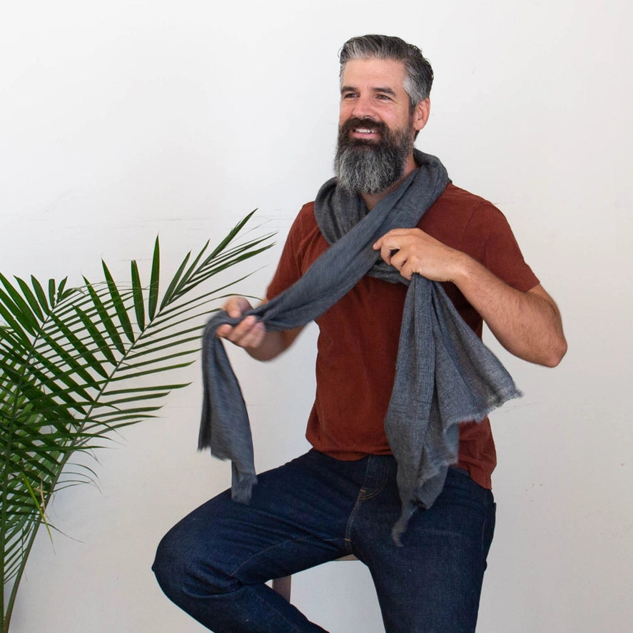 Steely Gray Cashmere Scarf - Lightweight, All-Season Wrap