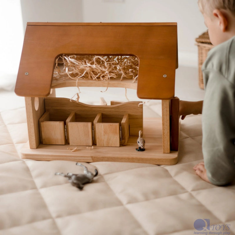 Wooden Horse Stable | Rubber Wood | 6 Stalls