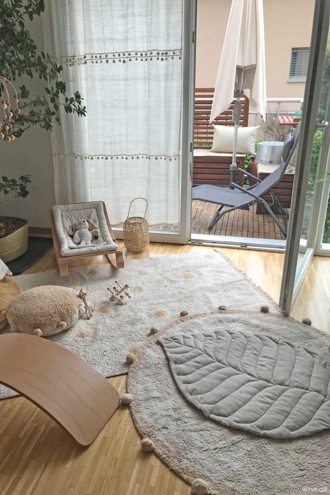 Bubbly Natural Round Washable Rug | Honey | 5.4 lbs
