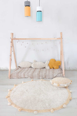 Bubbly Natural Round Washable Rug | Honey | 5.4 lbs