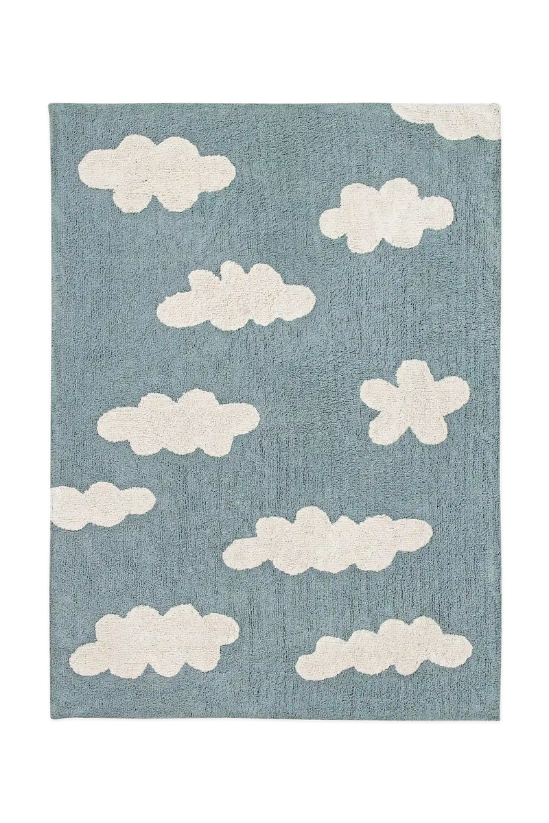 Clouds Washable Kids' Rug | Vintage Blue | 4' x 5' 3"
