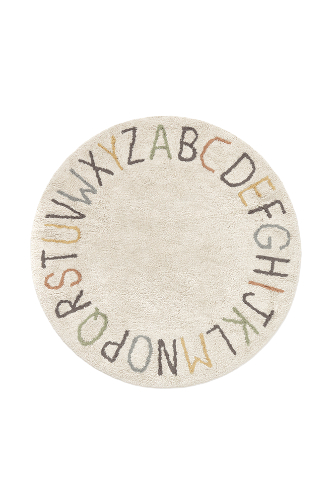 Washable Play Rug ABC Color and Letters | Round | Handcrafted in India