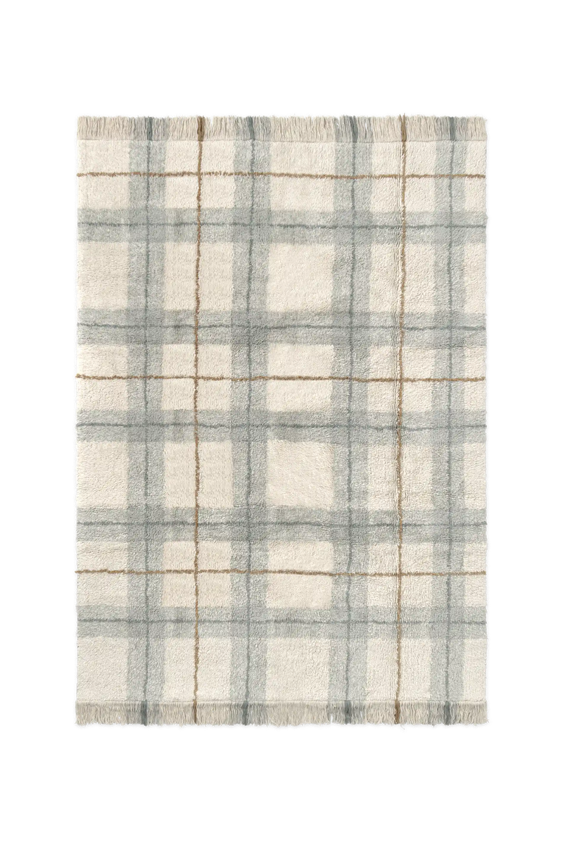 Washable Cotton Rug | Tartan Blue Sage