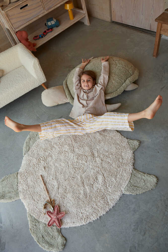 Washable Rug Sea Turtle | Hexagonal Shell Pattern | 97% Cotton