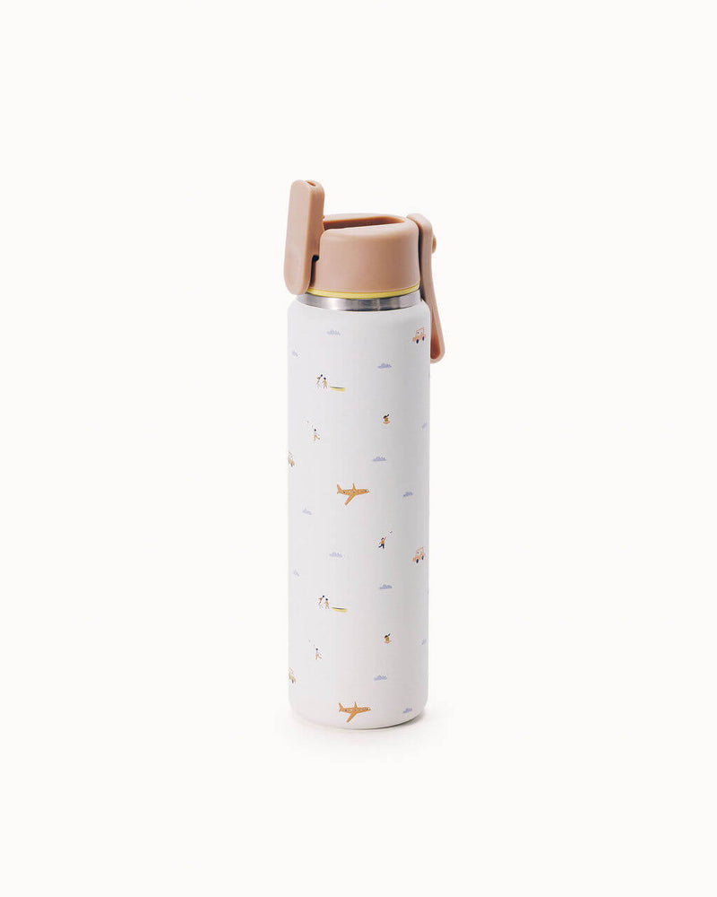 WeeWander Kids Water Bottle | Cream | Flip Spout with Carrying Strap