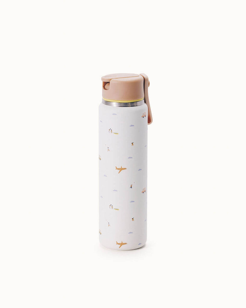 WeeWander Kids Water Bottle | Cream | Flip Spout with Carrying Strap