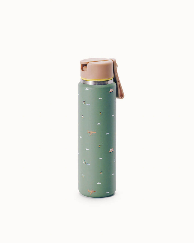 WeeWander Water Bottle | Flip Spout | Green with Adventure Characters