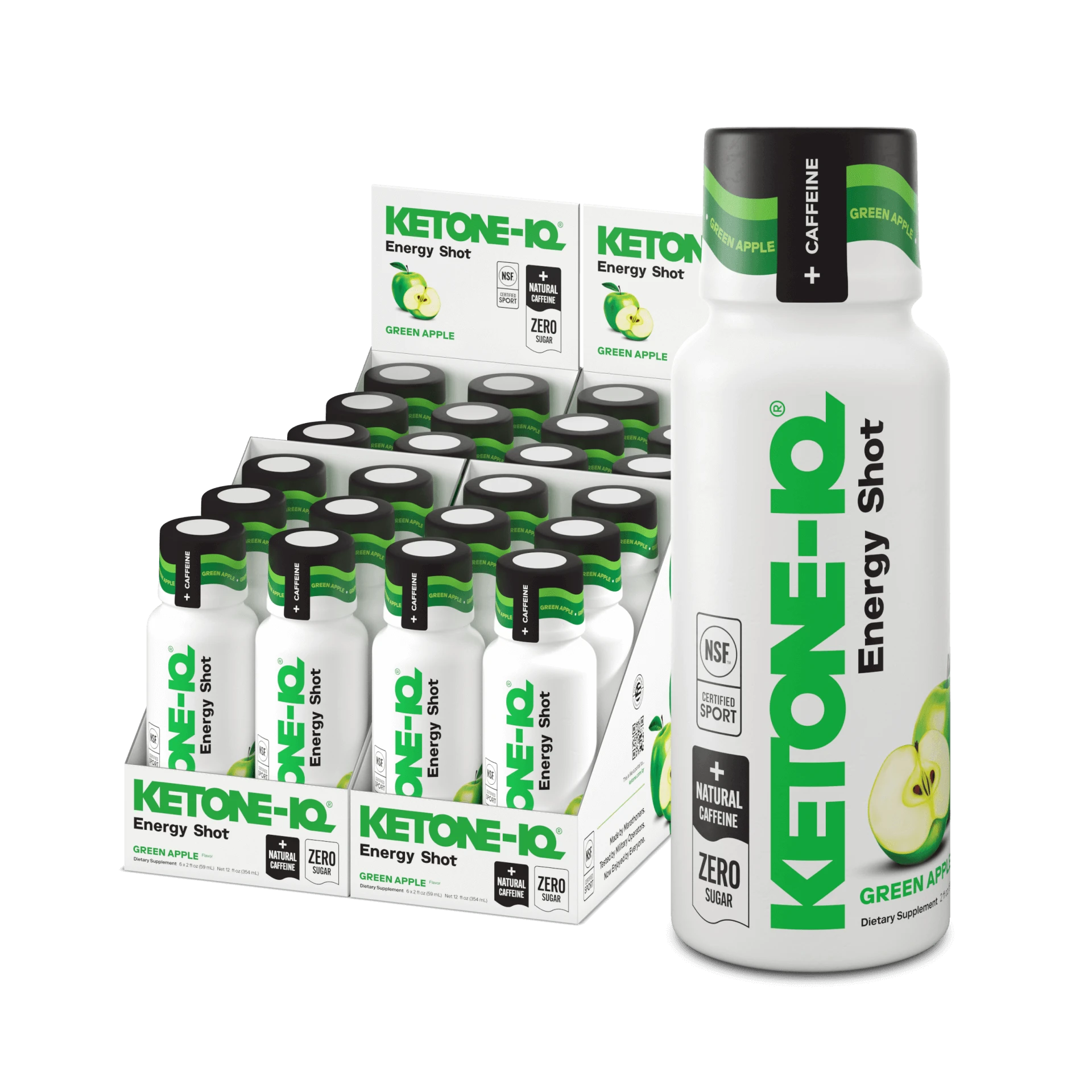 Ketone-IQ +Caffeine Shot | Green Apple | Sugar-Free Energy, product cutout