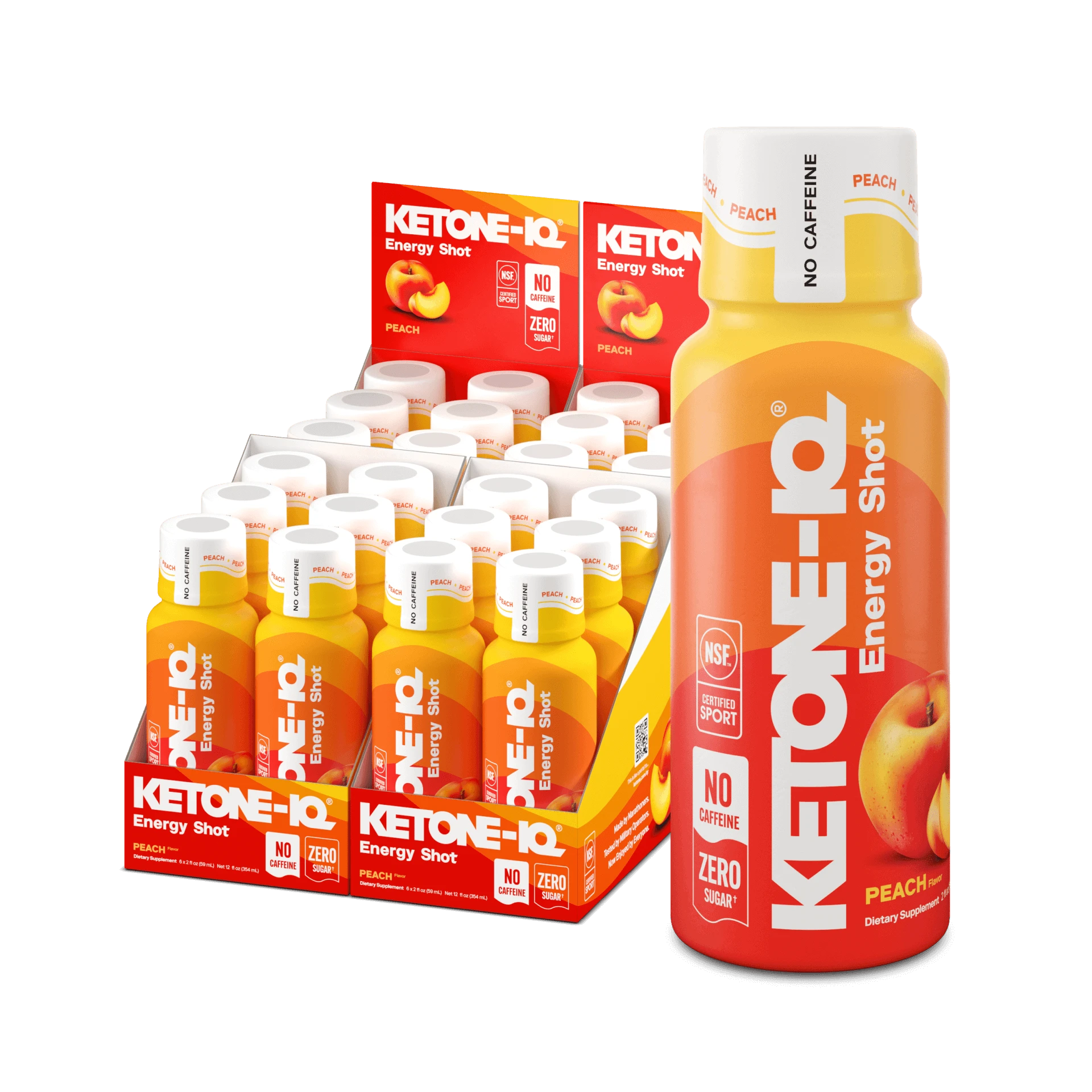 Ketone-IQ Peach Shot | No Caffeine, No Sugar | 6 Pack, product cutout