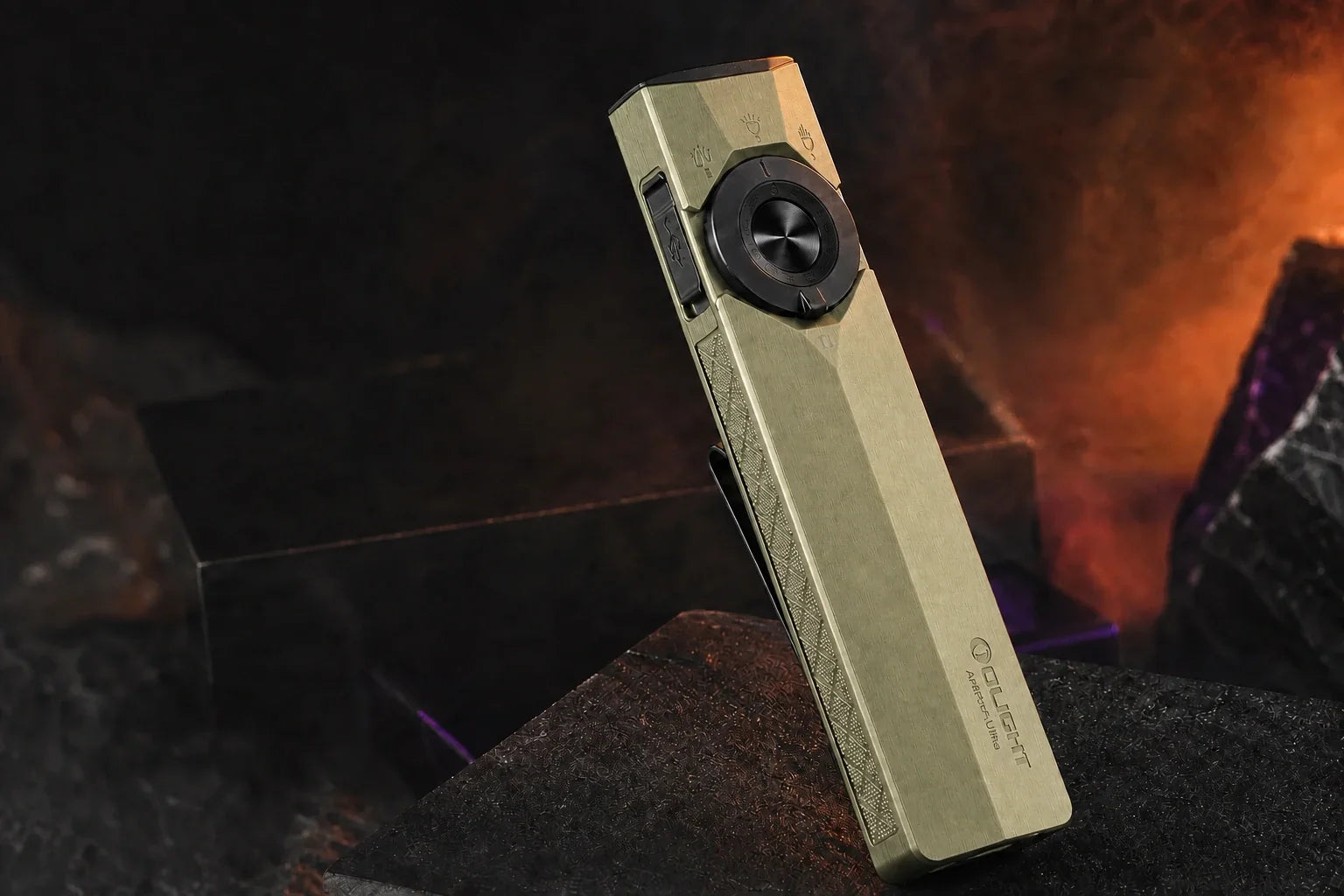 Olive Green ArkPro Ultra on a dark mineral surface