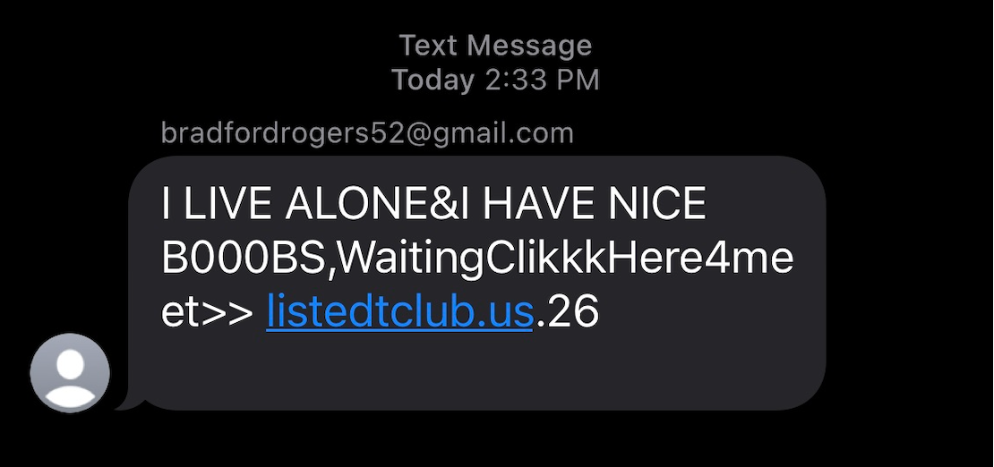 Screenshot of a scam text message