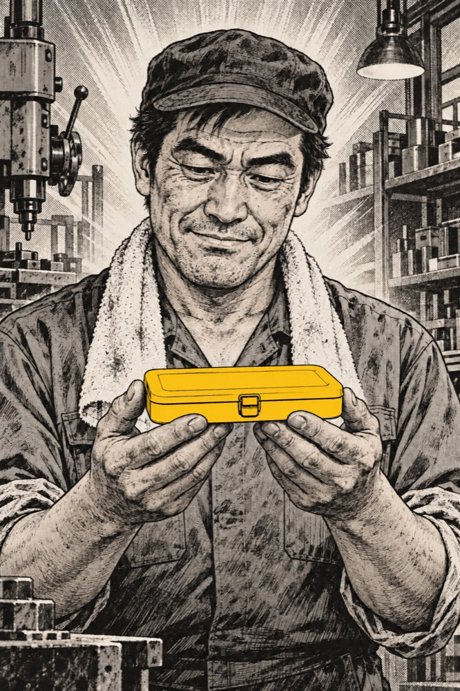 Manga panel: the craftsman holds up the finished yellow T-152